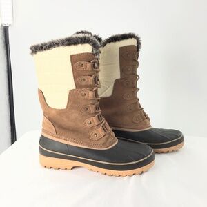 Khombu Women Snow Boots Faux Fur Lace Up Waterproof Sz 9M